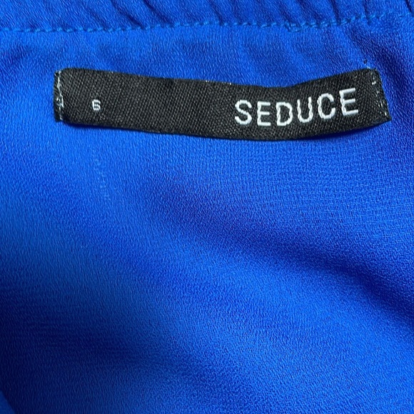 Seduce Midi Dress Silk Eyelet Blue Halterneck Sleeveless Open Back 2 - Picture 10 of 12